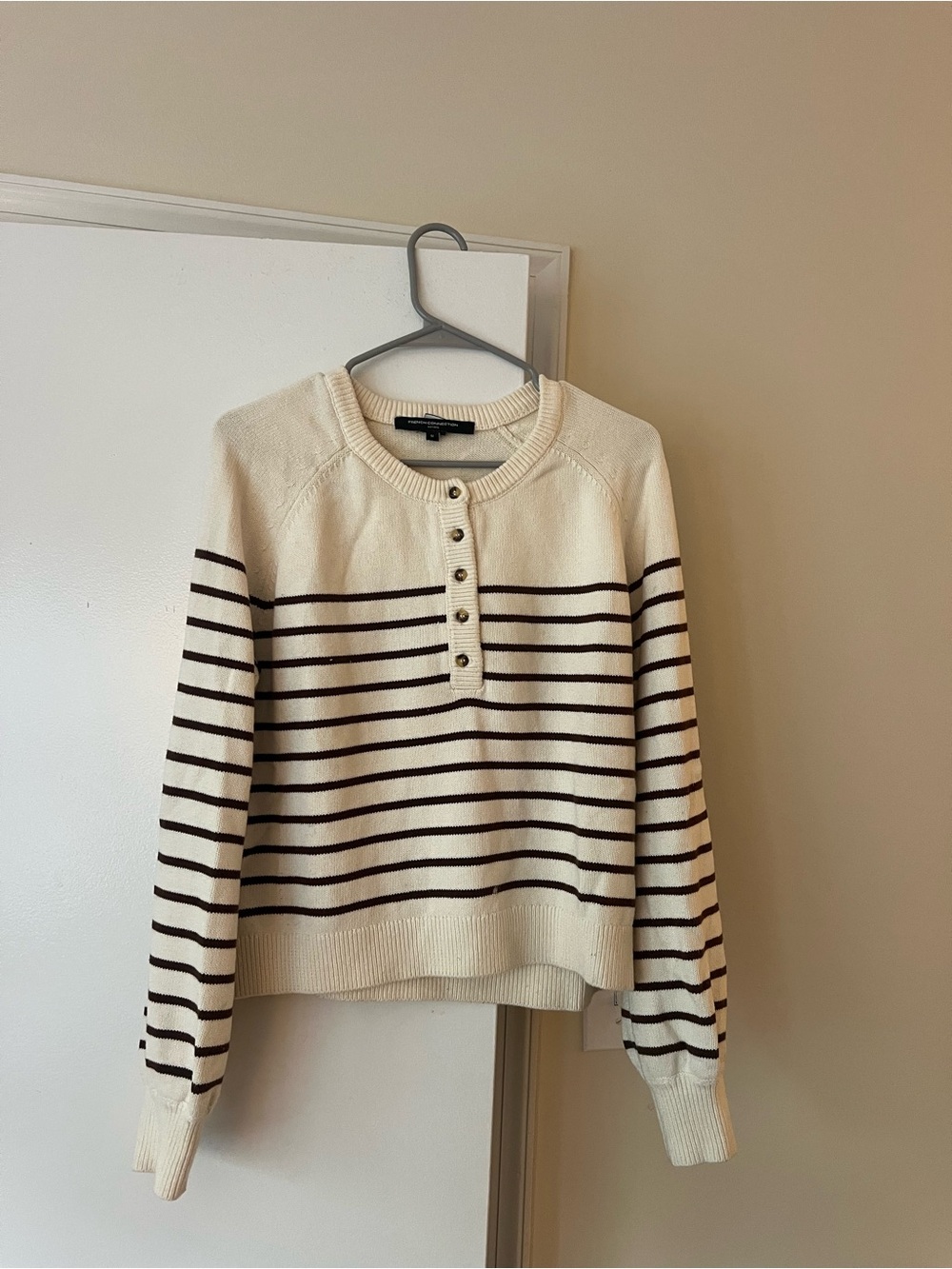 French connection Striped Henley Sweater - Women's 100% cotton